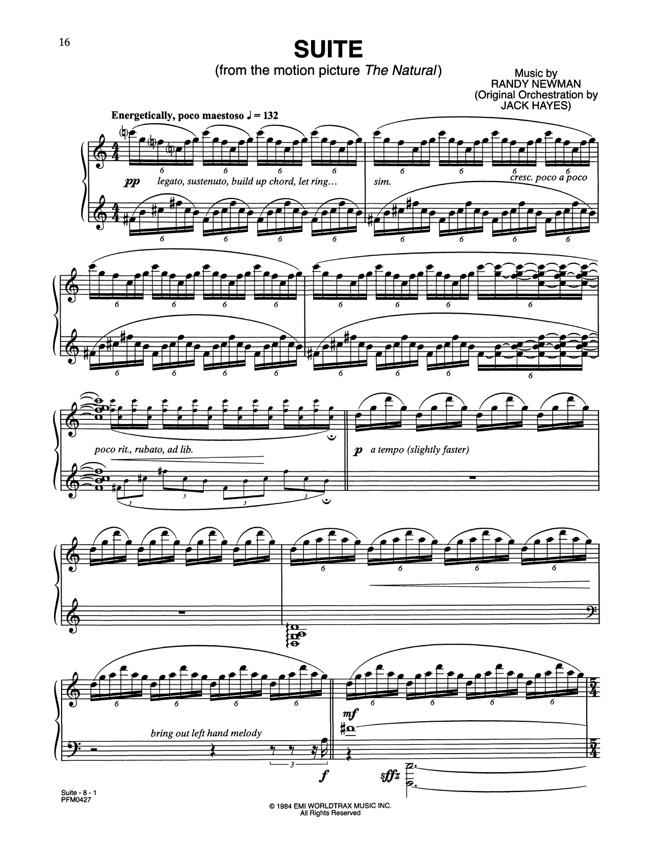 Randy Newman The Natural Sheet Music Notes & Chords for Piano Solo - Download or Print PDF