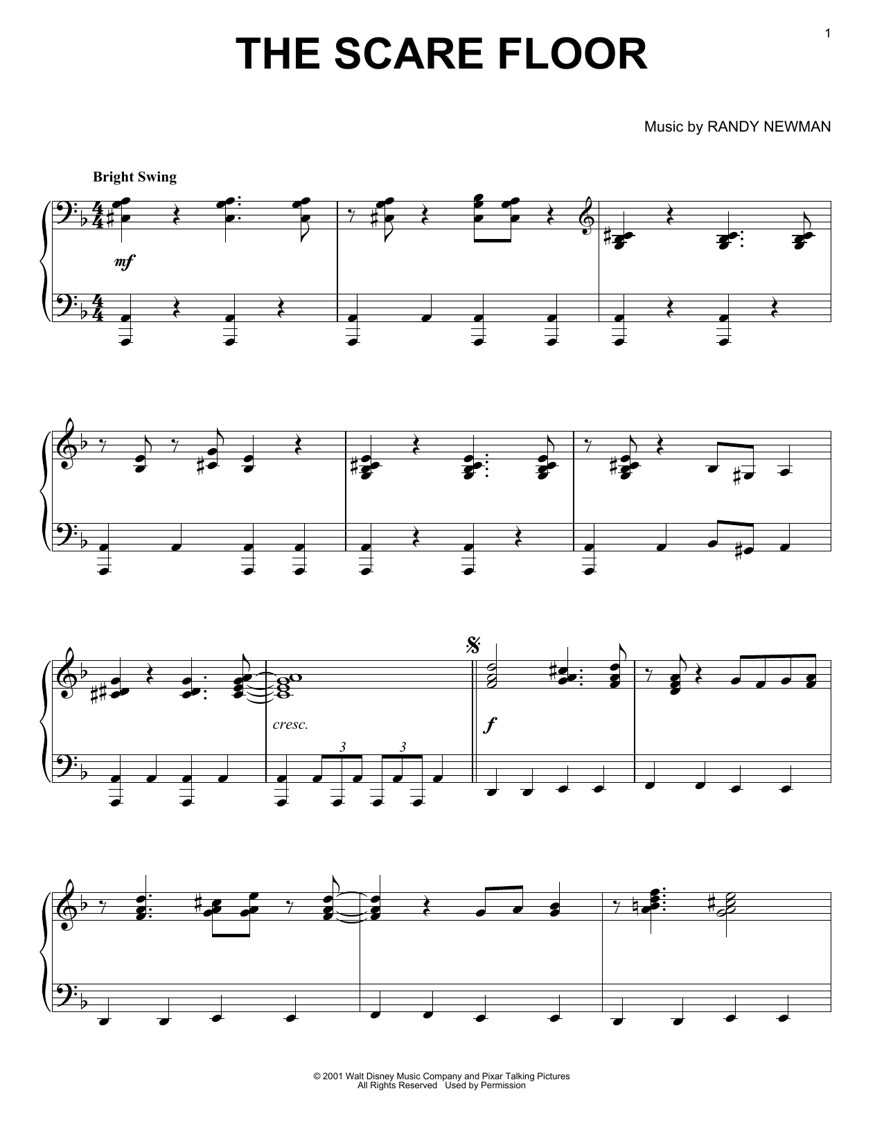 Randy Newman The Scare Floor Sheet Music Notes & Chords for Piano - Download or Print PDF