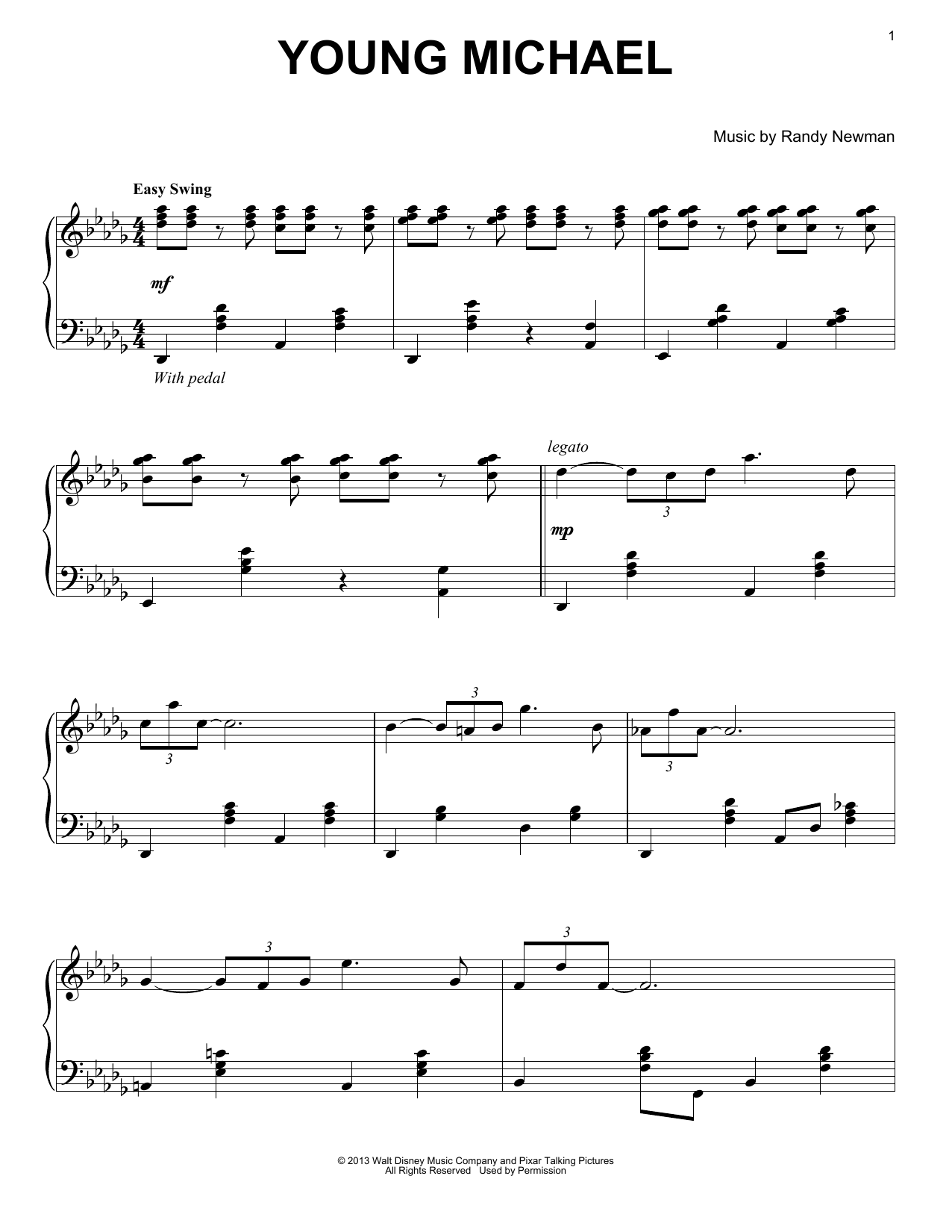 Randy Newman Young Michael Sheet Music Notes & Chords for Piano - Download or Print PDF