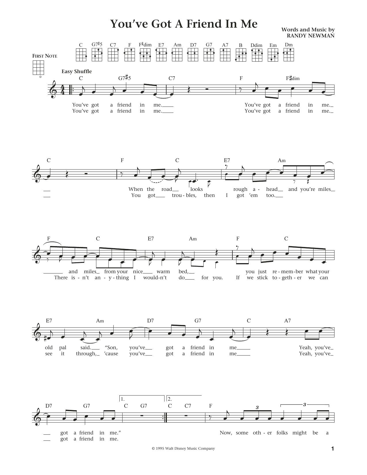 Randy Newman You've Got A Friend In Me (from Toy Story) (arr. Liz and Jim Beloff) Sheet Music Notes & Chords for Ukulele - Download or Print PDF