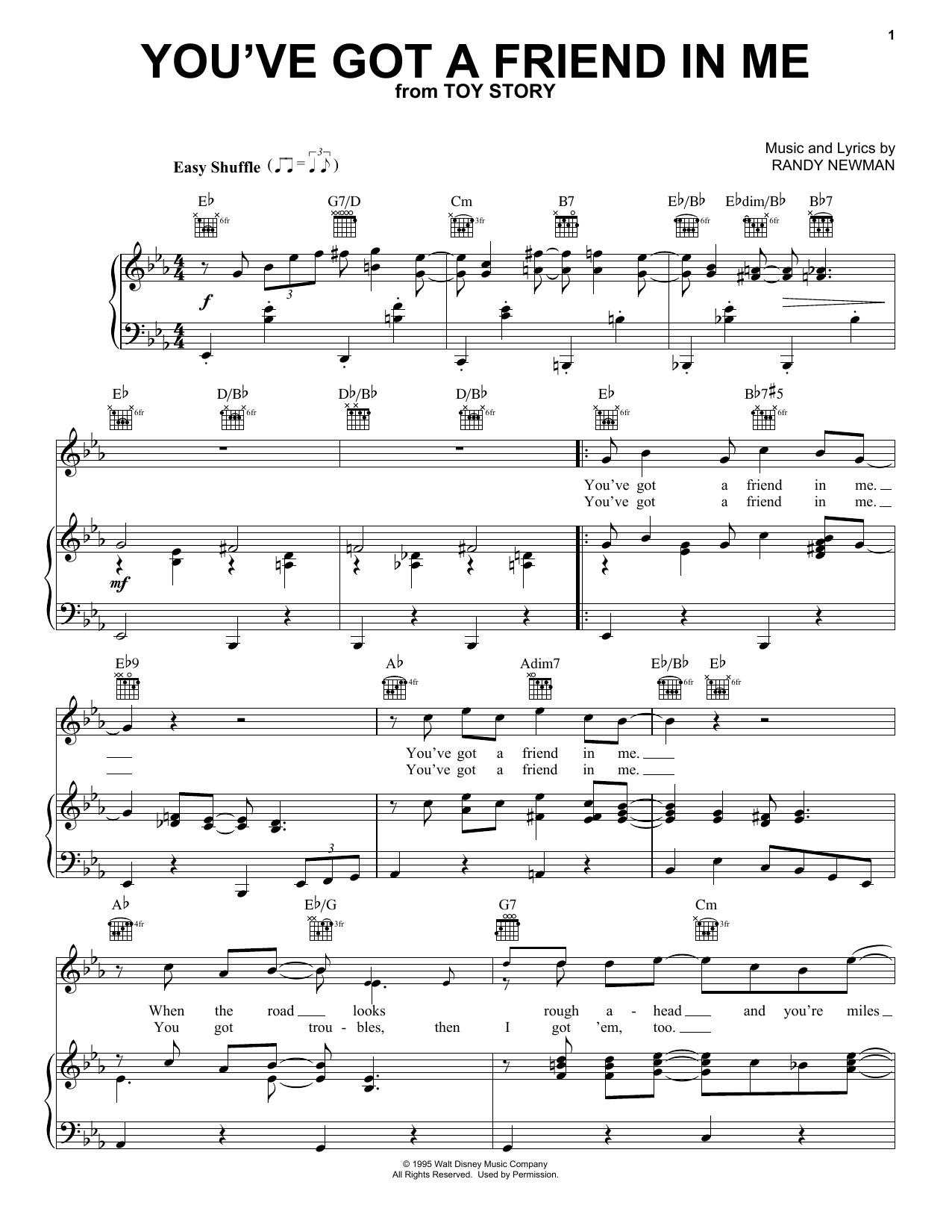 Randy Newman You've Got A Friend In Me (from Toy Story) sheet music notes and chords. Download Printable PDF.