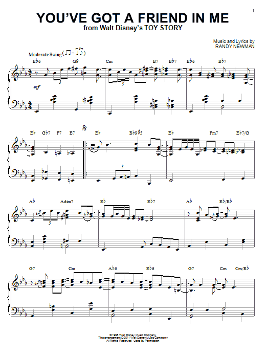 Randy Newman You've Got A Friend In Me [Jazz version] (from Disney's Toy Story) (arr. Brent Edstrom) Sheet Music Notes & Chords for Piano - Download or Print PDF
