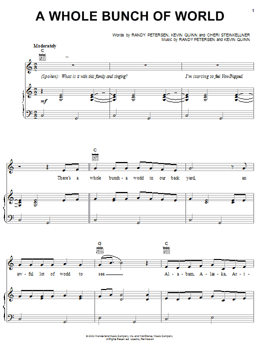 Randy Petersen A Whole Bunch Of World Sheet Music Notes & Chords for Piano, Vocal & Guitar (Right-Hand Melody) - Download or Print PDF