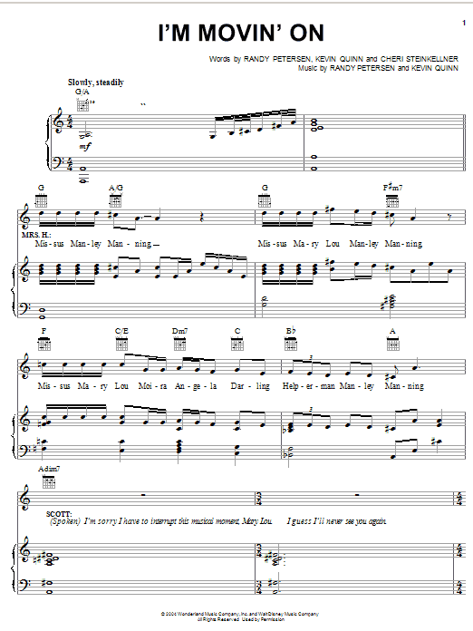 Randy Petersen I'm Movin' On Sheet Music Notes & Chords for Piano, Vocal & Guitar (Right-Hand Melody) - Download or Print PDF