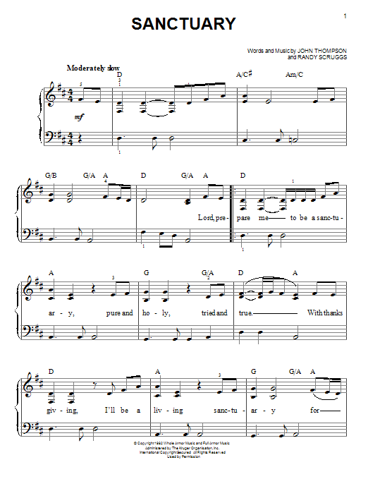 Randy Scruggs Sanctuary Sheet Music Notes & Chords for Melody Line, Lyrics & Chords - Download or Print PDF