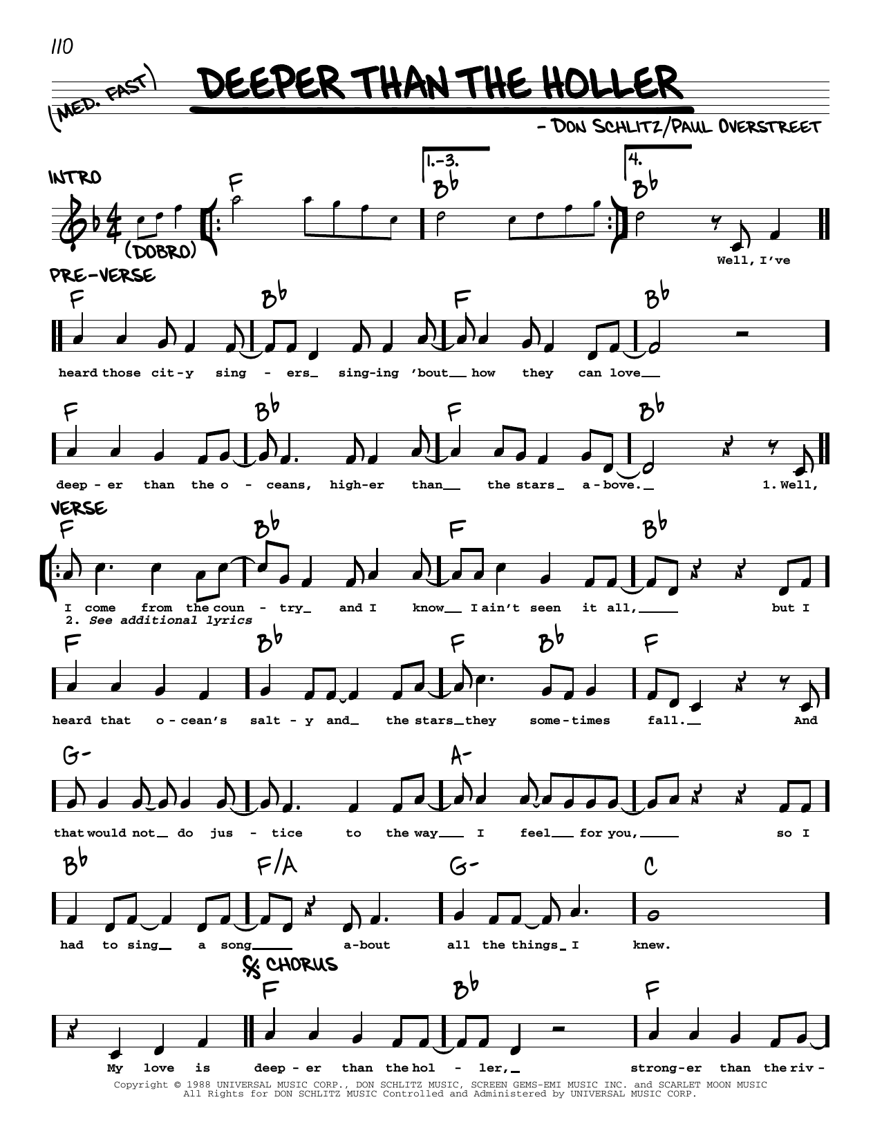 Randy Travis Deeper Than The Holler Sheet Music Notes & Chords for Easy Guitar - Download or Print PDF