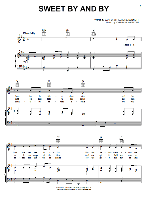 Randy Travis Sweet By And By Sheet Music Notes & Chords for Piano, Vocal & Guitar (Right-Hand Melody) - Download or Print PDF