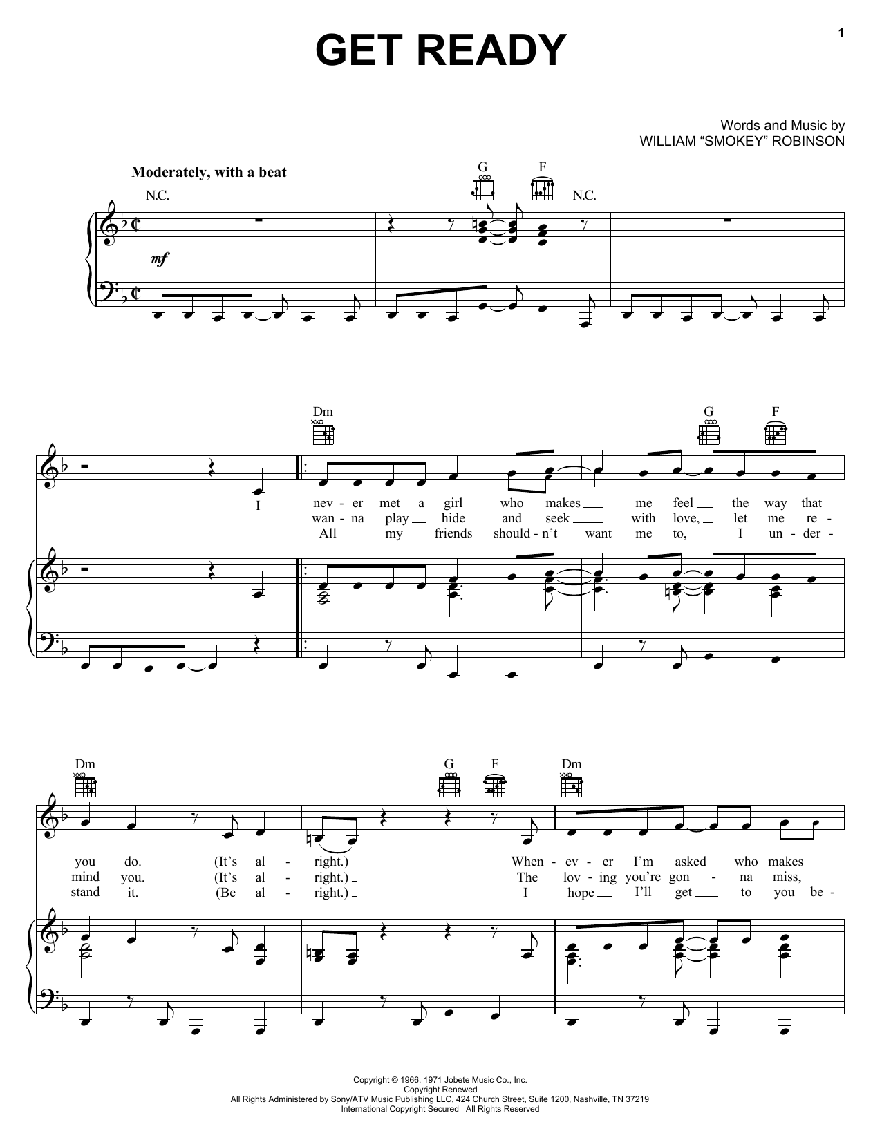 Rare Earth Get Ready Sheet Music Notes & Chords for Lyrics & Chords - Download or Print PDF