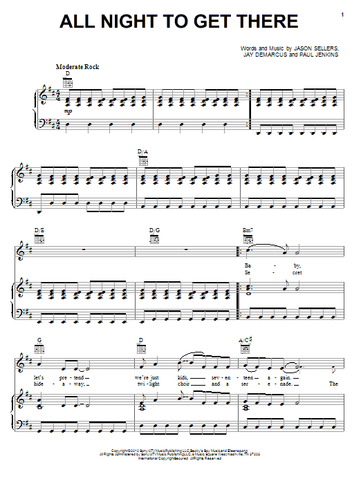 Rascal Flatts All Night To Get There Sheet Music Notes & Chords for Piano, Vocal & Guitar (Right-Hand Melody) - Download or Print PDF