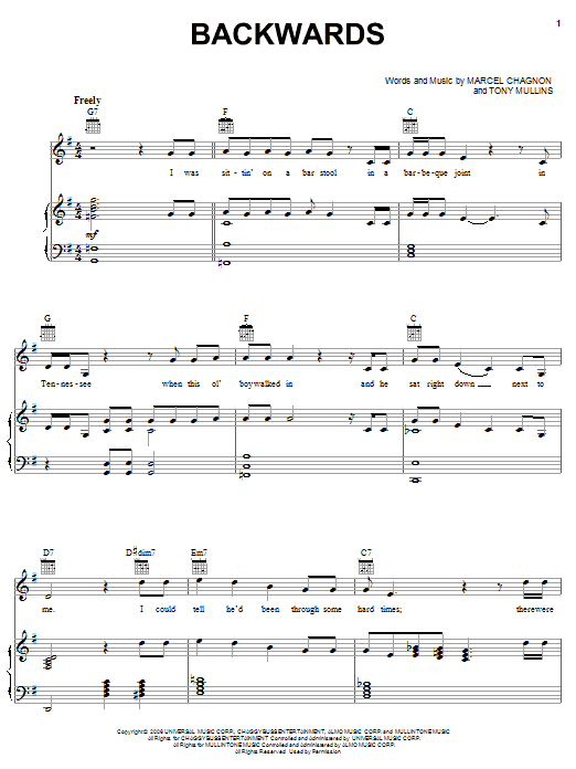 Rascal Flatts Backwards Sheet Music Notes & Chords for Piano (Big Notes) - Download or Print PDF