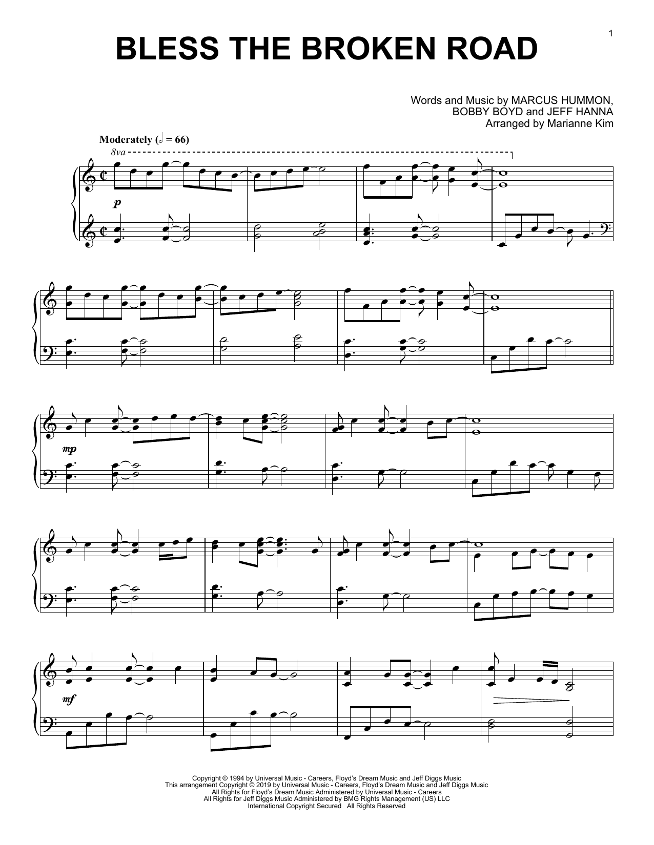 Rascal Flatts Bless The Broken Road (arr. Marianne Kim) Sheet Music Notes & Chords for Piano Solo - Download or Print PDF
