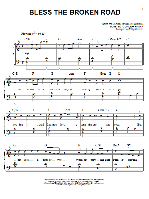 Rascal Flatts Bless The Broken Road Sheet Music Notes & Chords for Easy Piano - Download or Print PDF