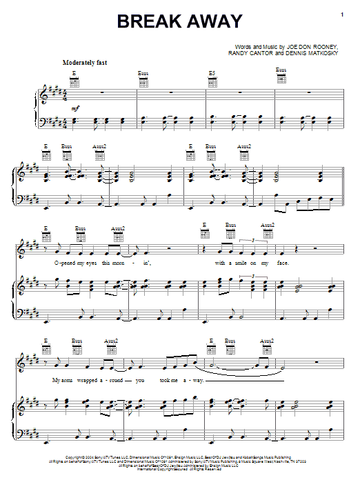 Rascal Flatts Break Away Sheet Music Notes & Chords for Piano, Vocal & Guitar (Right-Hand Melody) - Download or Print PDF