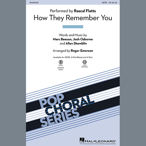 Rascal Flatts, How They Remember You (arr. Roger Emerson), 3-Part Mixed Choir