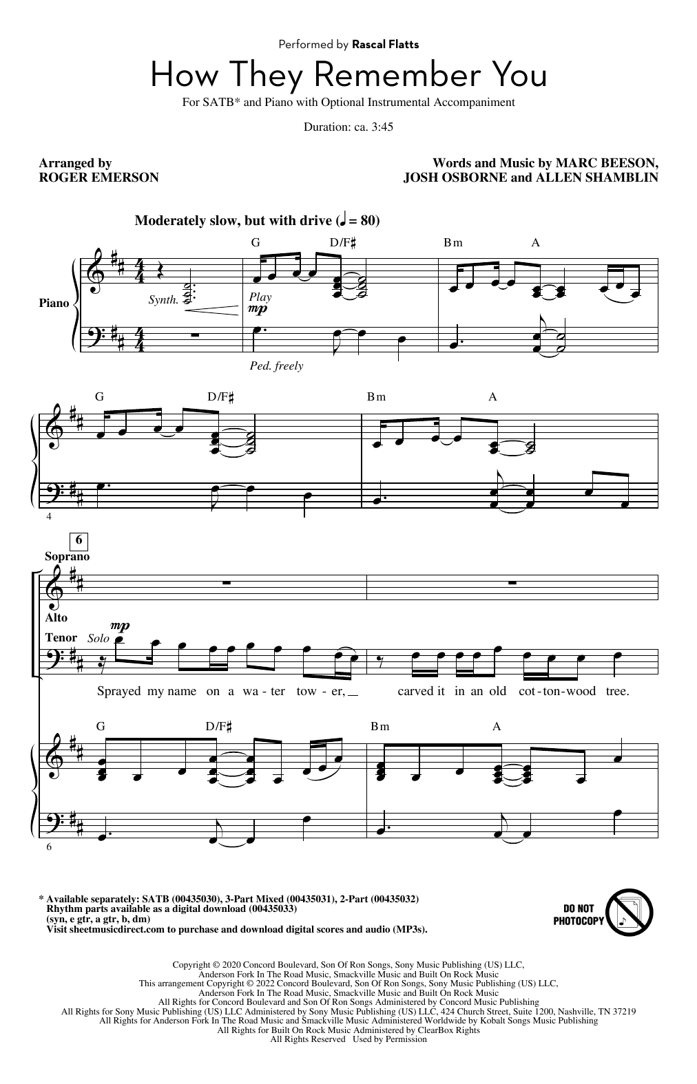 Rascal Flatts How They Remember You (arr. Roger Emerson) Sheet Music Notes & Chords for 2-Part Choir - Download or Print PDF