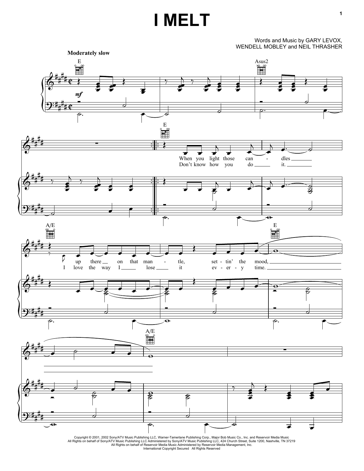 Rascal Flatts I Melt Sheet Music Notes & Chords for Piano, Vocal & Guitar (Right-Hand Melody) - Download or Print PDF