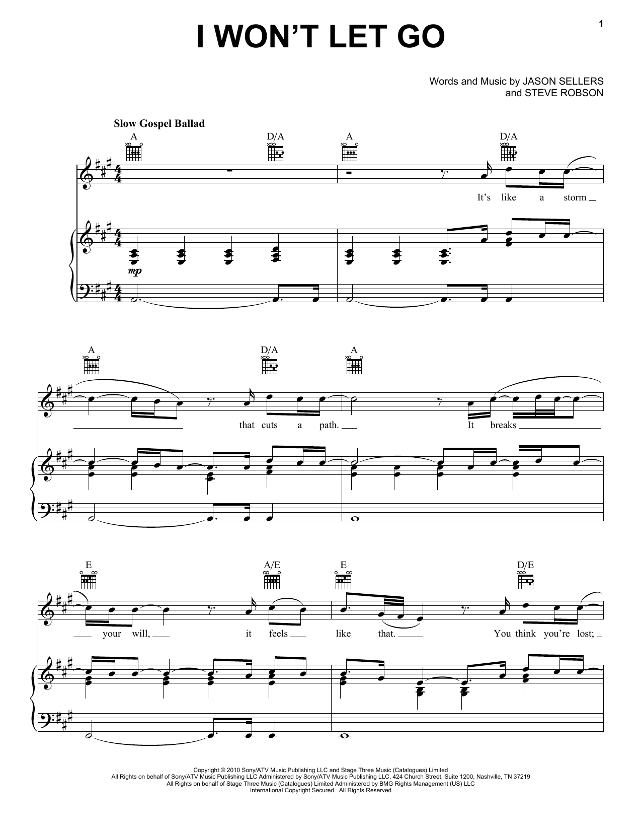 Rascal Flatts I Won't Let Go Sheet Music Notes & Chords for Piano, Vocal & Guitar (Right-Hand Melody) - Download or Print PDF