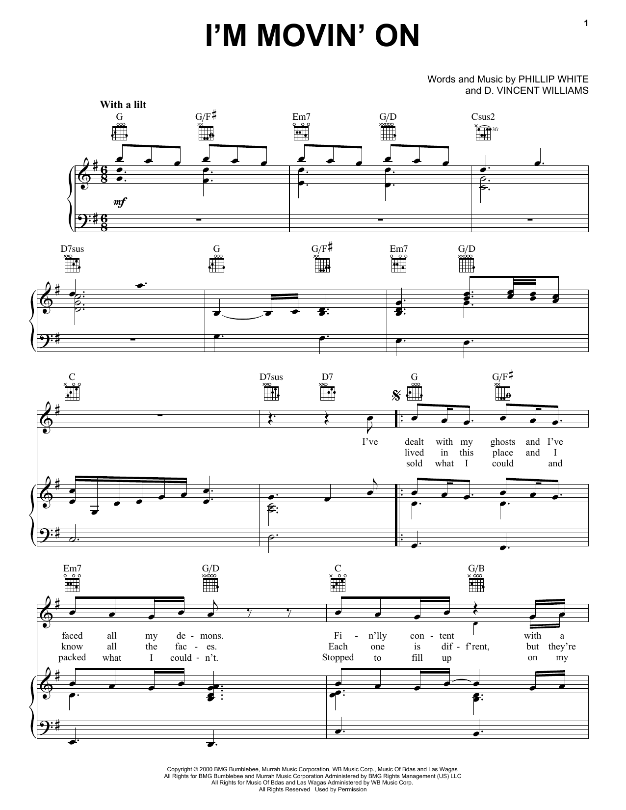 Rascal Flatts I'm Movin' On Sheet Music Notes & Chords for Piano, Vocal & Guitar (Right-Hand Melody) - Download or Print PDF
