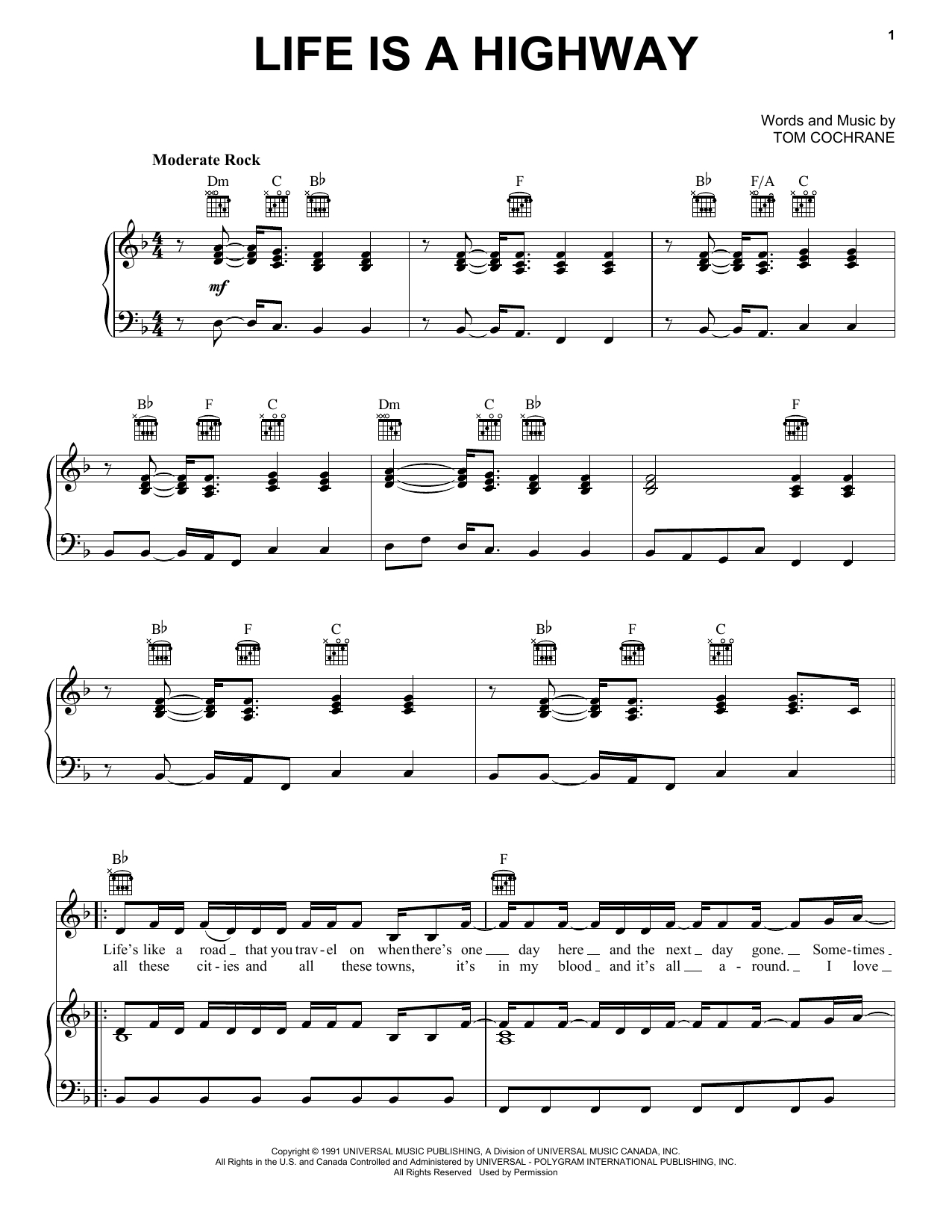 Rascal Flatts Life Is A Highway (from Cars) Sheet Music Notes & Chords for Guitar Tab - Download or Print PDF