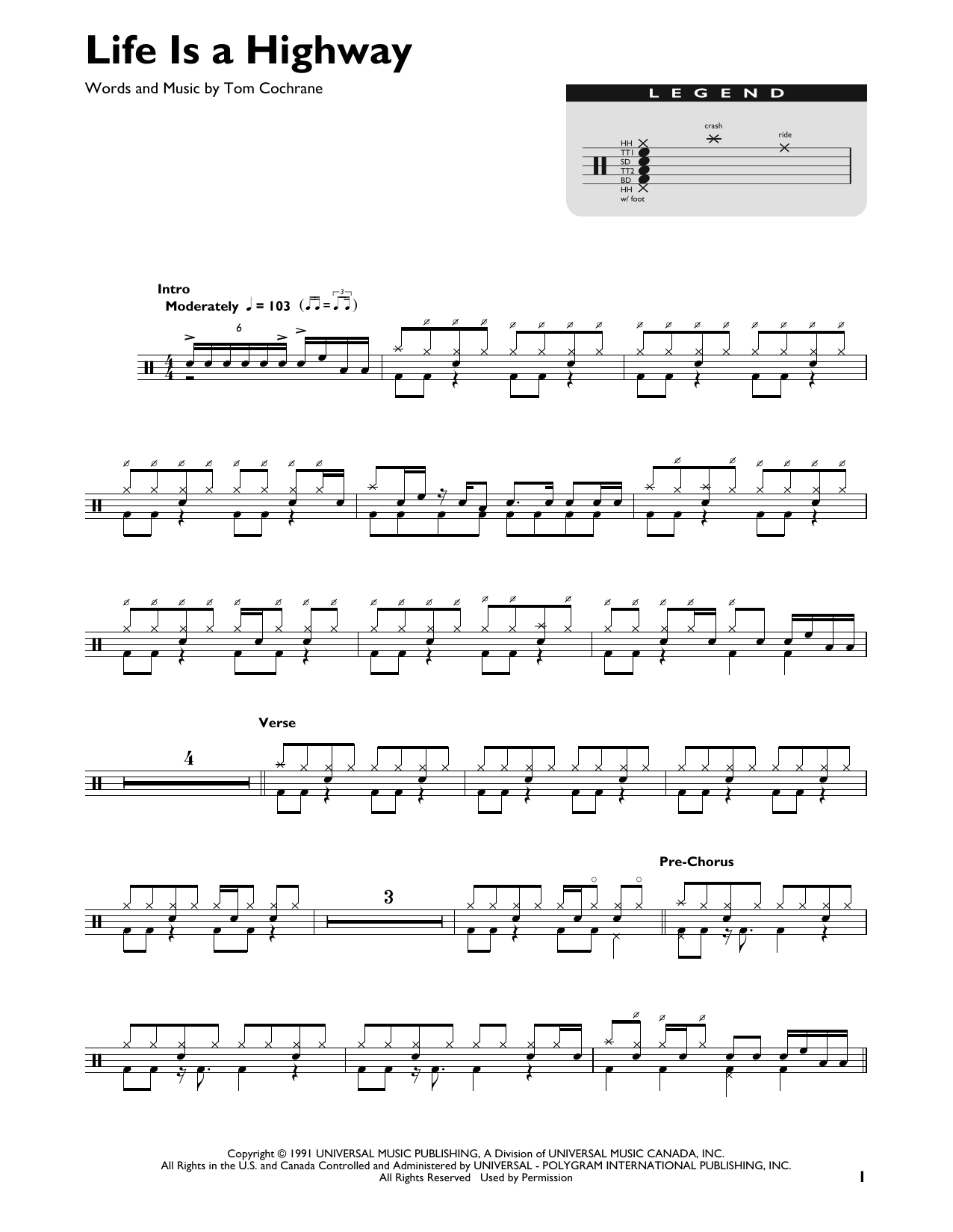 Rascal Flatts Life Is A Highway Sheet Music Notes & Chords for Easy Bass Tab - Download or Print PDF