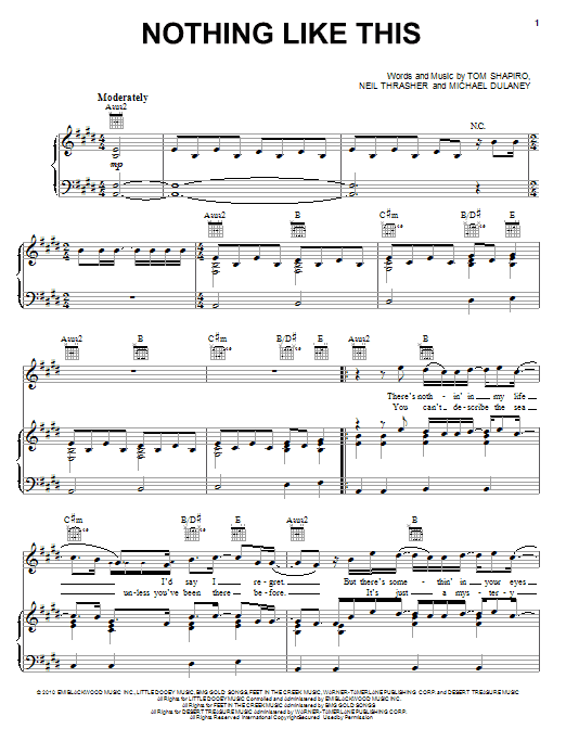 Rascal Flatts Nothing Like This Sheet Music Notes & Chords for Piano, Vocal & Guitar (Right-Hand Melody) - Download or Print PDF