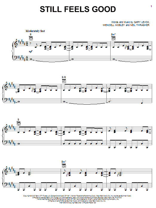 Rascal Flatts Still Feels Good Sheet Music Notes & Chords for Piano, Vocal & Guitar (Right-Hand Melody) - Download or Print PDF