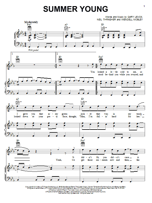 Rascal Flatts Summer Young Sheet Music Notes & Chords for Piano, Vocal & Guitar (Right-Hand Melody) - Download or Print PDF