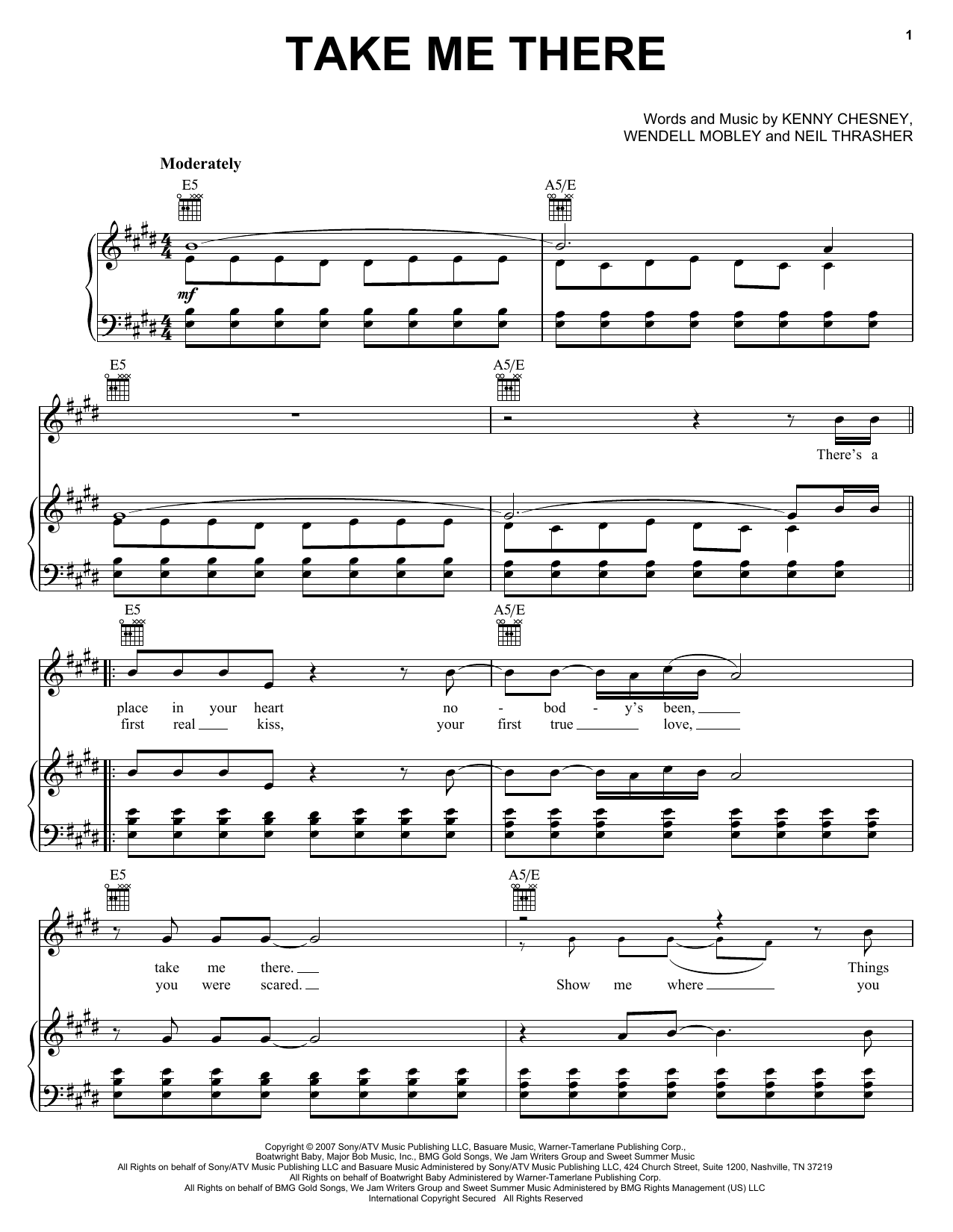 Rascal Flatts Take Me There Sheet Music Notes & Chords for Piano, Vocal & Guitar (Right-Hand Melody) - Download or Print PDF