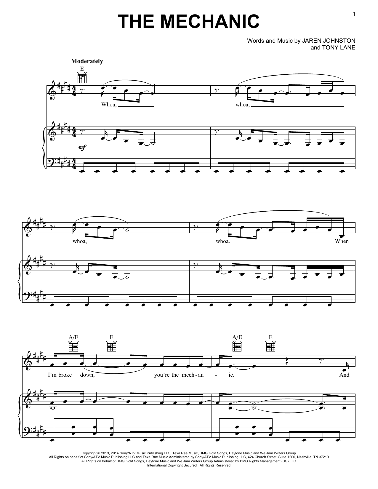 Rascal Flatts The Mechanic Sheet Music Notes & Chords for Piano, Vocal & Guitar (Right-Hand Melody) - Download or Print PDF