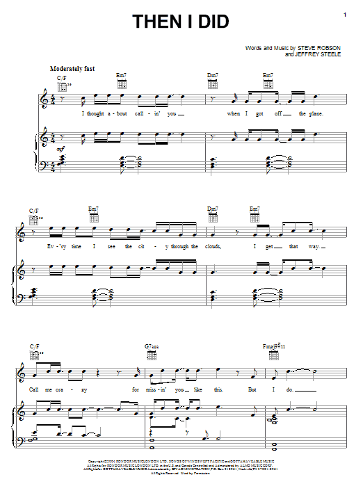 Rascal Flatts Then I Did Sheet Music Notes & Chords for Piano, Vocal & Guitar (Right-Hand Melody) - Download or Print PDF