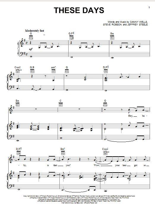 Rascal Flatts These Days Sheet Music Notes & Chords for Piano, Vocal & Guitar (Right-Hand Melody) - Download or Print PDF Rascal Flatts These Days Sheet Music Notes & Chords for Piano, Vocal & Guitar (Right-Hand Melody) - Download or Print PDF
