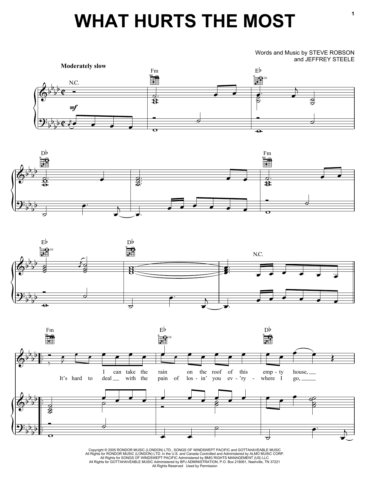 Rascal Flatts What Hurts The Most Sheet Music Notes & Chords for Melody Line, Lyrics & Chords - Download or Print PDF