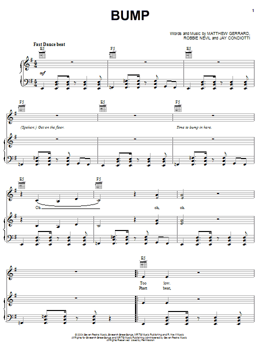 Raven-Symone Bump Sheet Music Notes & Chords for Piano, Vocal & Guitar (Right-Hand Melody) - Download or Print PDF