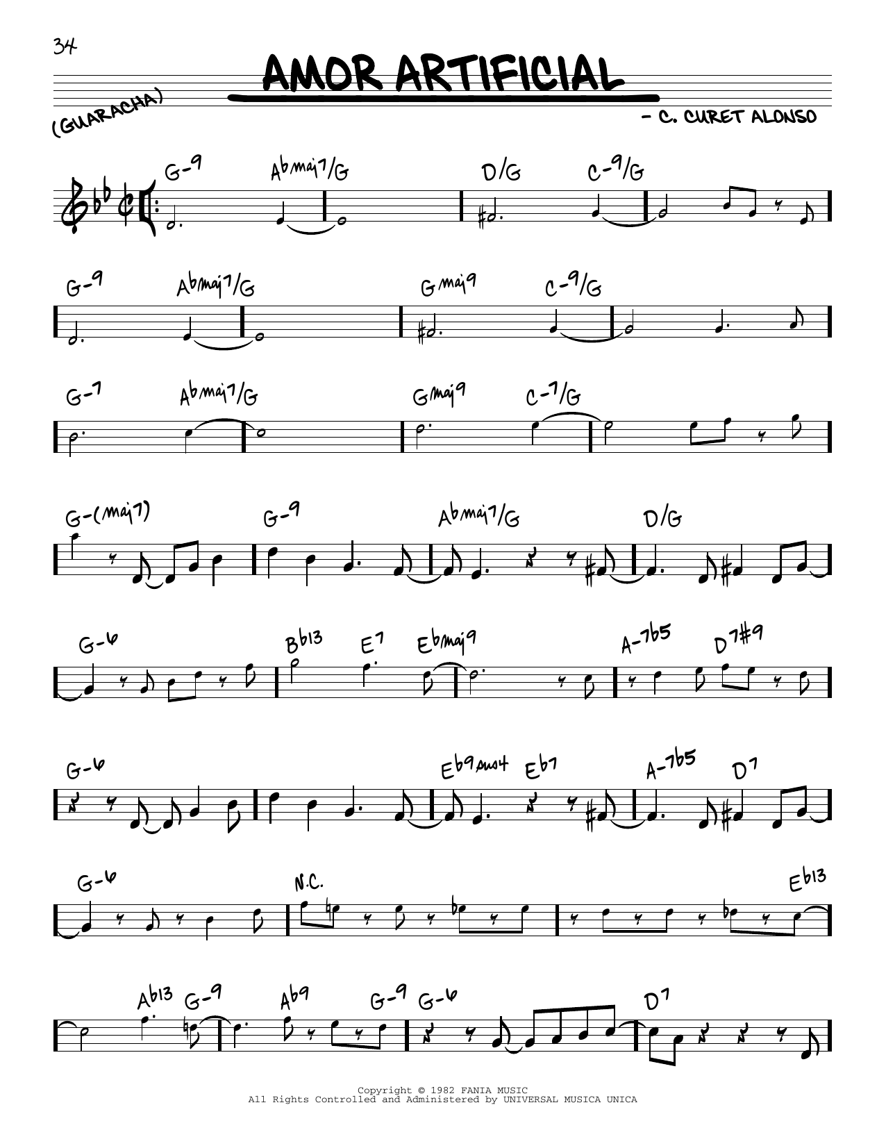 Ray Barretto Amor Artificial Sheet Music Notes & Chords for Real Book – Melody & Chords - Download or Print PDF
