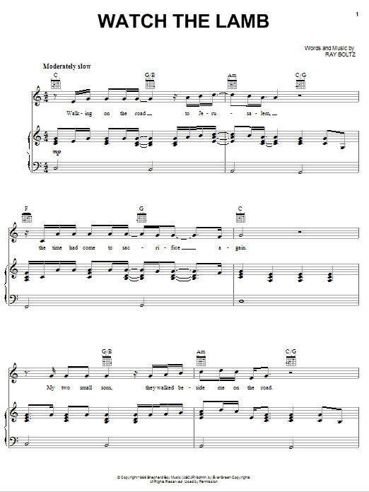 Ray Boltz Watch The Lamb Sheet Music Notes & Chords for Piano, Vocal & Guitar (Right-Hand Melody) - Download or Print PDF Ray Boltz Watch The Lamb Sheet Music Notes & Chords for Piano, Vocal & Guitar (Right-Hand Melody) - Download or Print PDF