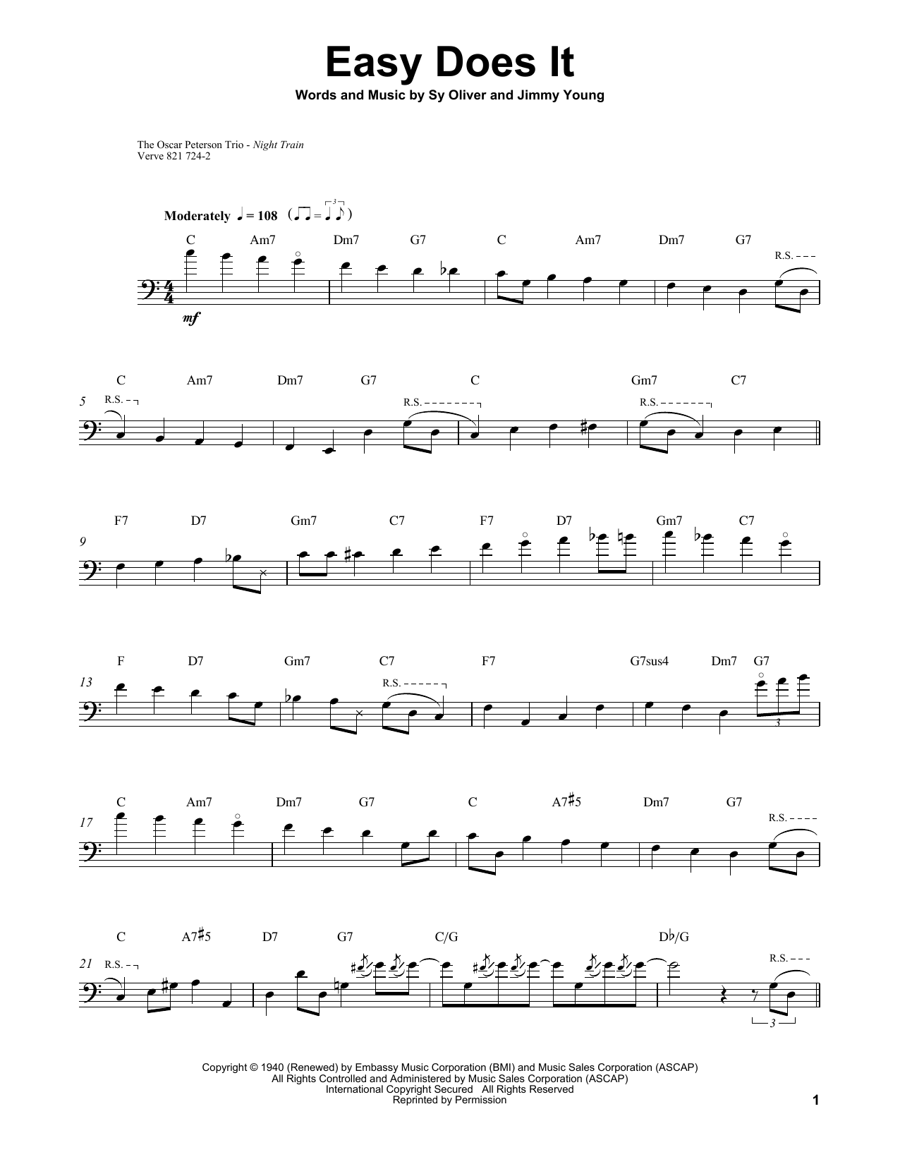 Ray Brown Easy Does It Sheet Music Notes & Chords for Bass Transcription - Download or Print PDF