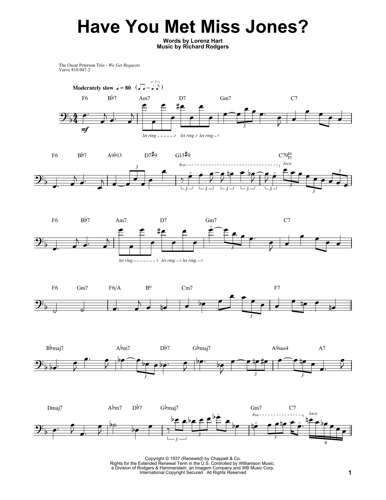 Ray Brown Have You Met Miss Jones? Sheet Music Notes & Chords for Bass Transcription - Download or Print PDF