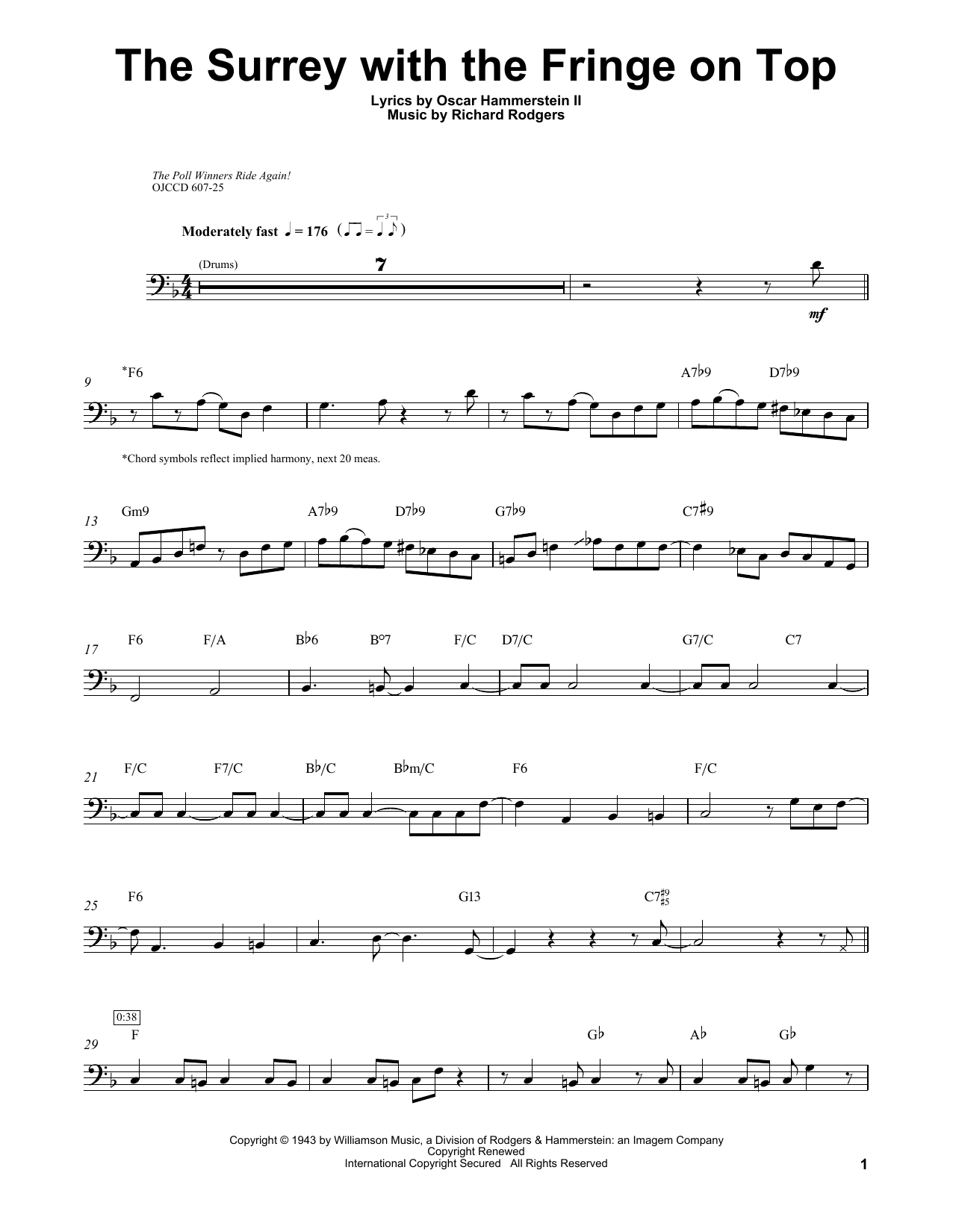 Ray Brown The Surrey With The Fringe On Top (from Oklahoma!) Sheet Music Notes & Chords for Bass Transcription - Download or Print PDF