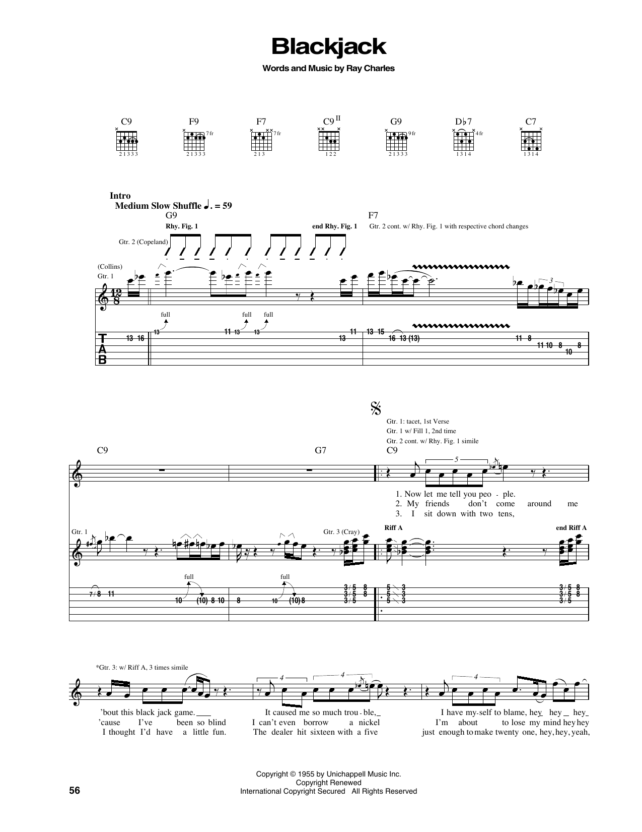 Ray Charles Blackjack Sheet Music Notes & Chords for Guitar Tab - Download or Print PDF