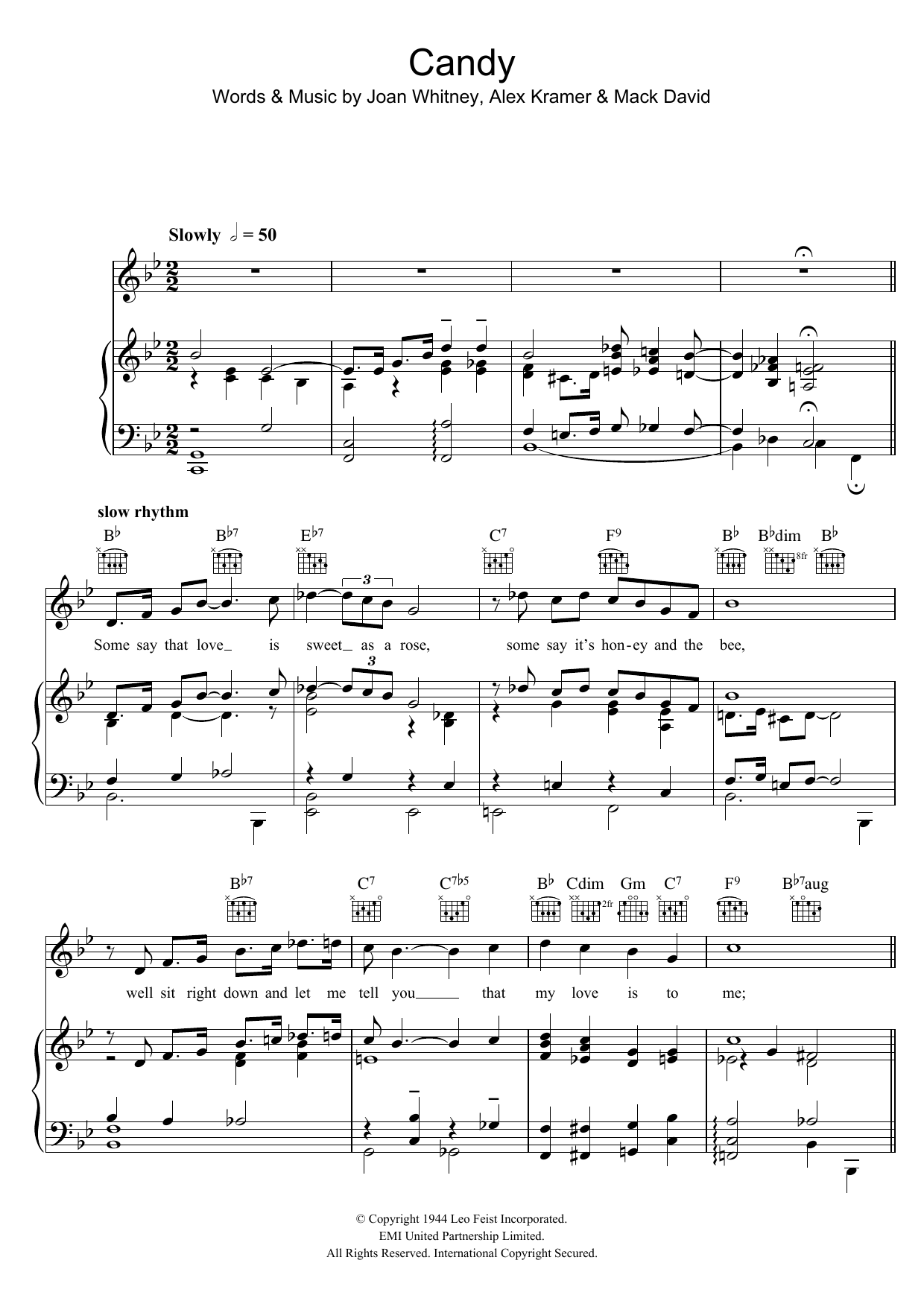 Ray Charles Candy Sheet Music Notes & Chords for Piano, Vocal & Guitar (Right-Hand Melody) - Download or Print PDF