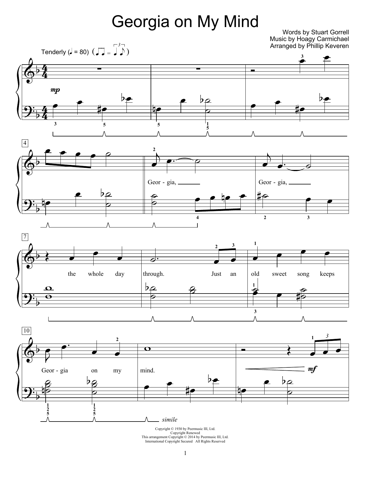 Phillip Keveren Georgia On My Mind Sheet Music Notes & Chords for Educational Piano - Download or Print PDF