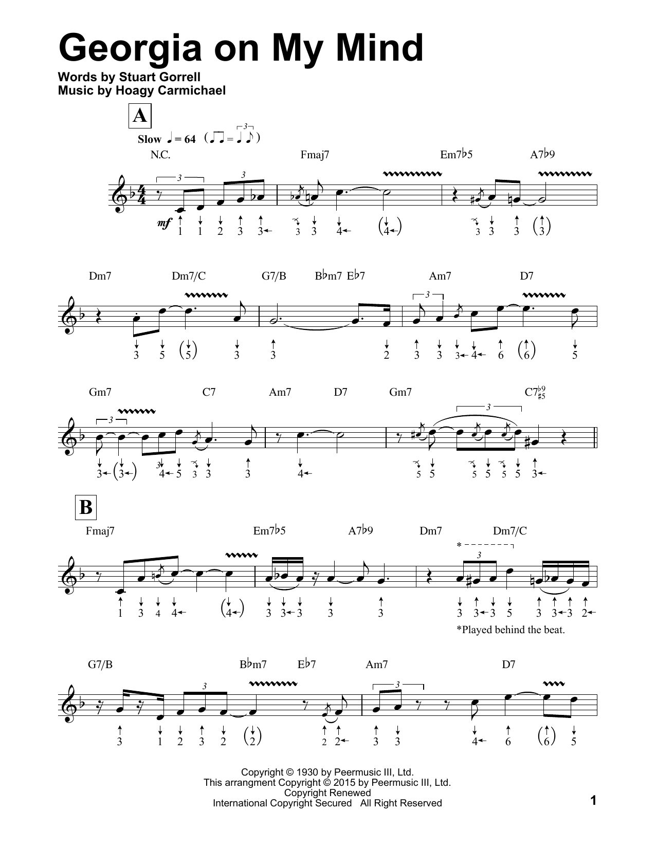 Ray Charles Georgia On My Mind (arr. Will Galison) Sheet Music Notes & Chords for Harmonica - Download or Print PDF