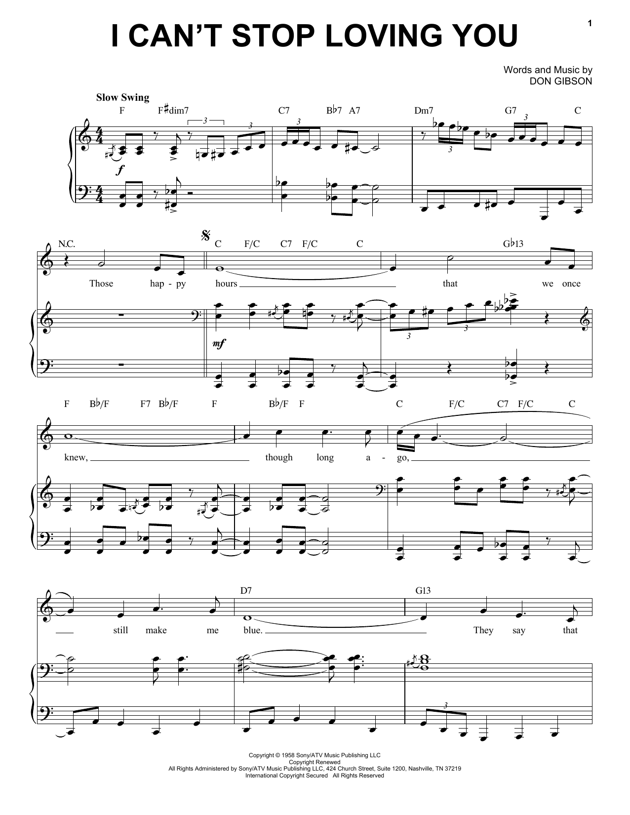 Ray Charles I Can't Stop Loving You [Jazz version] (arr. Brent Edstrom) Sheet Music Notes & Chords for Piano & Vocal - Download or Print PDF