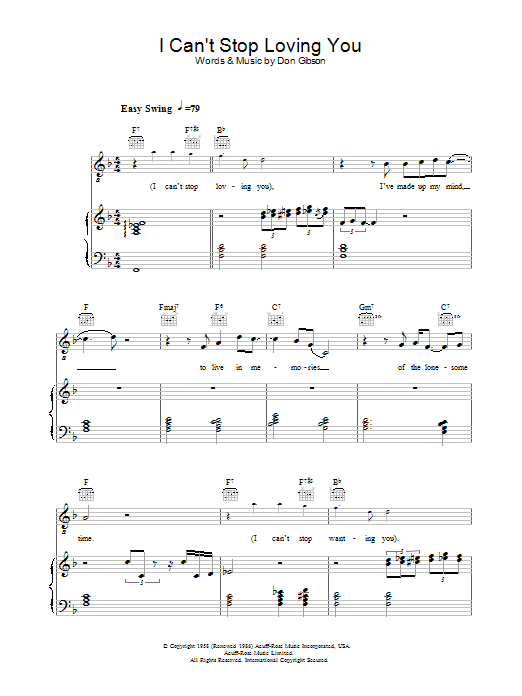 Ray Charles I Can't Stop Loving You Sheet Music Notes & Chords for Lead Sheet / Fake Book - Download or Print PDF