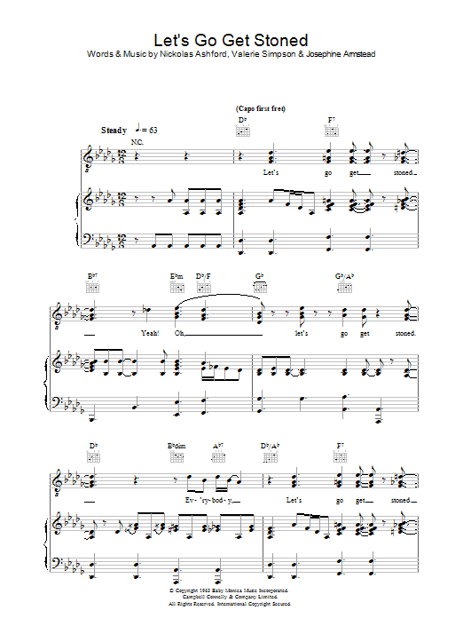 Ray Charles Let's Go Get Stoned Sheet Music Notes & Chords for Piano, Vocal & Guitar - Download or Print PDF