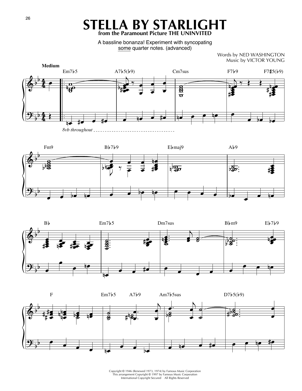 Ray Charles Stella By Starlight (arr. Thomas Coppola) Sheet Music Notes & Chords for Piano Solo - Download or Print PDF