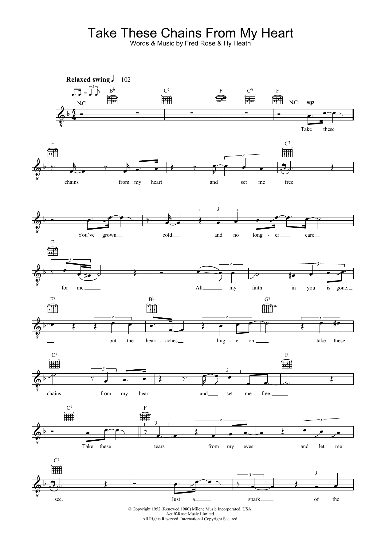 Ray Charles Take These Chains From My Heart Sheet Music Notes & Chords for Lead Sheet / Fake Book - Download or Print PDF