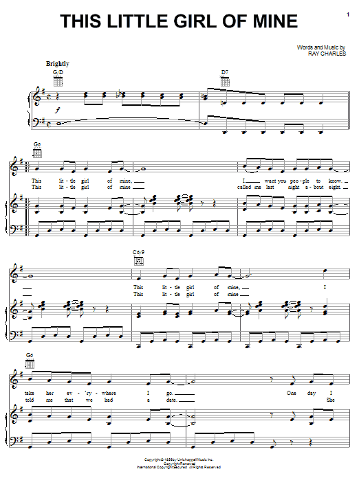 Ray Charles This Little Girl Of Mine Sheet Music Notes & Chords for Lyrics & Chords - Download or Print PDF