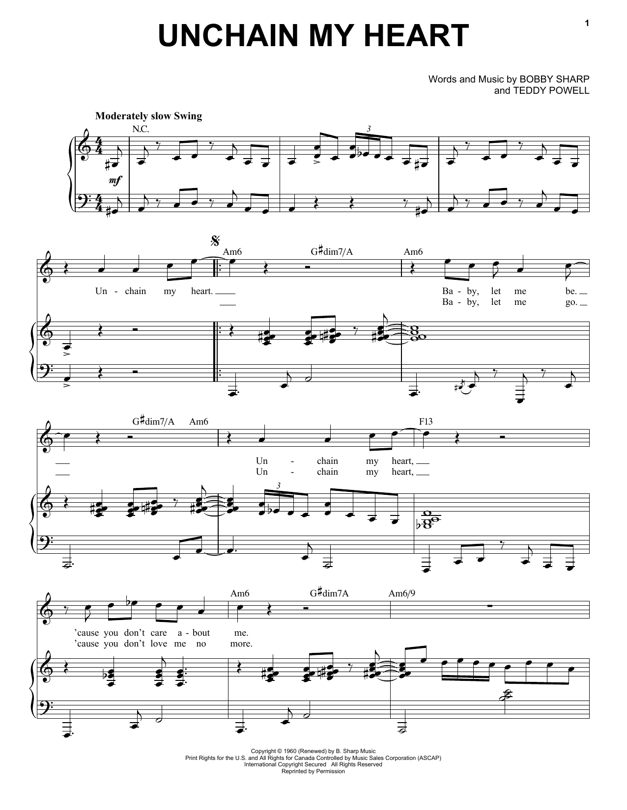 Ray Charles Unchain My Heart [Jazz version] (arr. Brent Edstrom) Sheet Music Notes & Chords for Piano & Vocal - Download or Print PDF