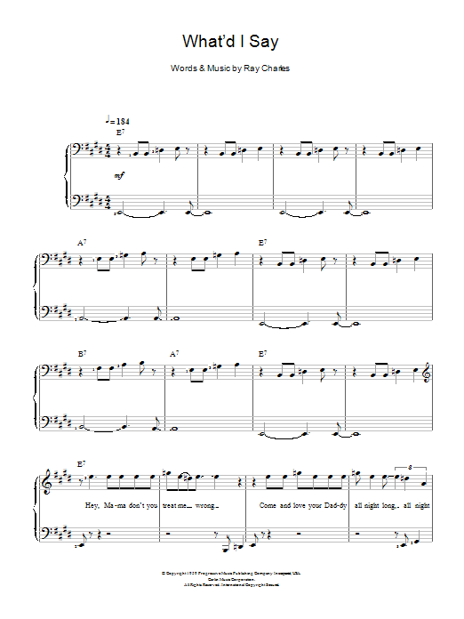 Ray Charles What'd I Say Sheet Music Notes & Chords for Piano & Vocal - Download or Print PDF